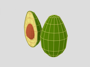 low poly cartoon avocado 3Dモデル