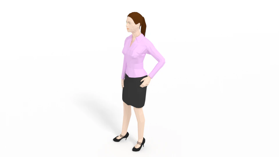 low poly buisness woman 3D Model .c4d .max .obj .3ds .fbx .stl .blend
