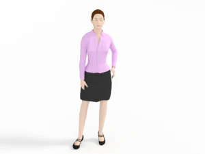 low poly buisness woman 3D Model