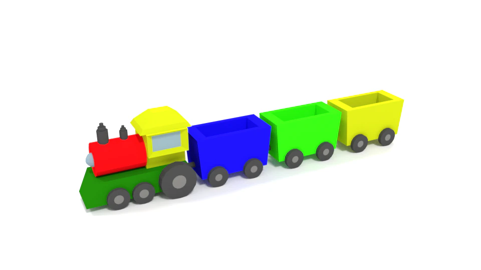 low poly cartoon train toy 3D Model .c4d .max .obj .3ds .fbx .stl .blend 