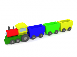 low poly cartoon train toy Modèle 3D