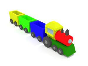 low poly cartoon train toy 3D Model
