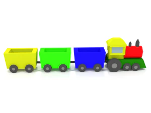 low poly cartoon train toy 3D Model