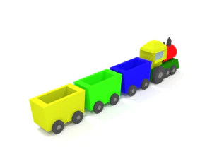 low poly cartoon train toy 3D Model
