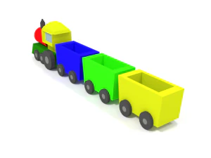 low poly cartoon train toy 3D Model