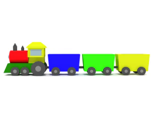 low poly cartoon train toy 3D Model
