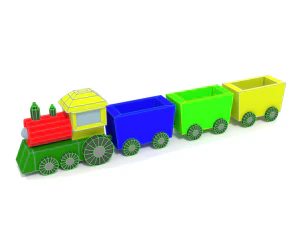 low poly cartoon train toy 3D Model
