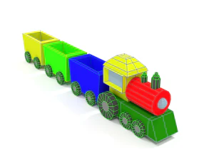 low poly cartoon train toy 3D Model