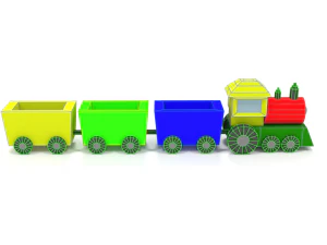 low poly cartoon train toy 3D Model