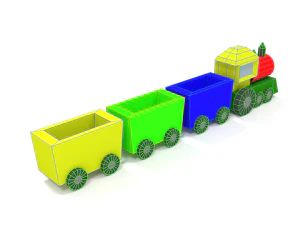 low poly cartoon train toy 3D Model