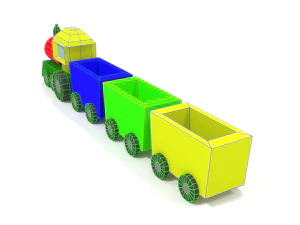 low poly cartoon train toy 3D Model