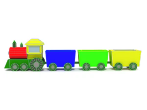 low poly cartoon train toy 3D Model