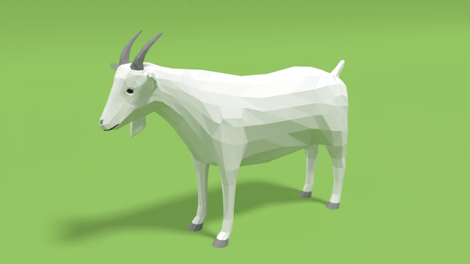 low poly cartoon goat 3D Model .c4d .max .obj .3ds .fbx .stl .blend 