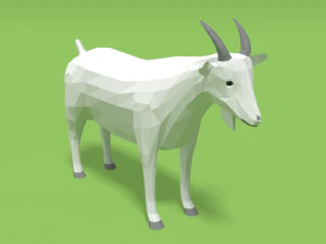 low poly cartoon goat 3D Model