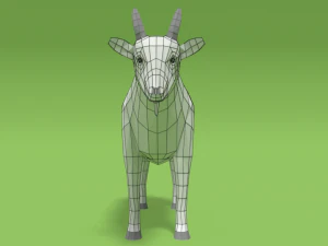 low poly cartoon goat 3D Model