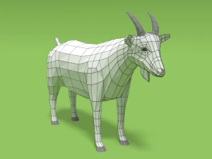 low poly cartoon goat 3D Model