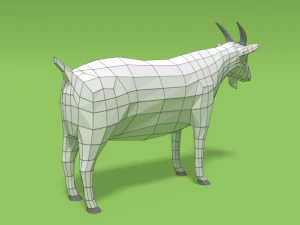 low poly cartoon goat 3D Model