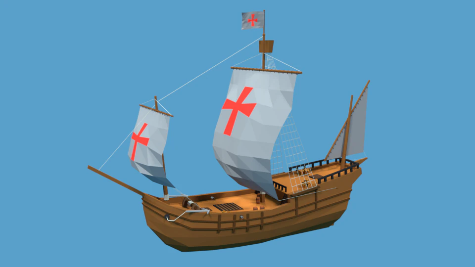 low poly cartoon pinta 1492 ship 3D Model .c4d .max .obj .3ds .fbx .stl .blend 