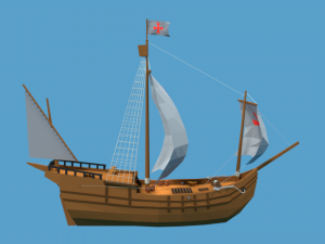 low poly cartoon pinta 1492 ship Modelo 3D