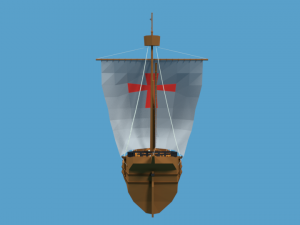 low poly cartoon pinta 1492 ship Modelo 3D