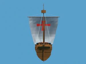 low poly cartoon pinta 1492 ship 3D Model