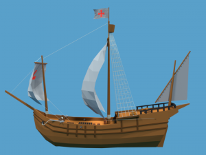 low poly cartoon pinta 1492 ship Modelo 3D