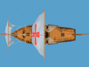 low poly cartoon pinta 1492 ship 3D Model