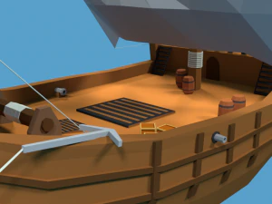 low poly cartoon pinta 1492 ship 3D Model