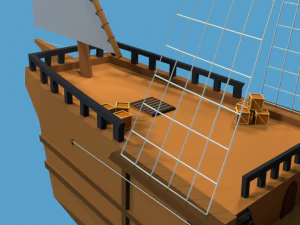 low poly cartoon pinta 1492 ship 3D Model