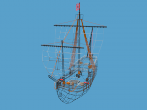 low poly cartoon pinta 1492 ship Modelo 3D