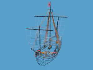 low poly cartoon pinta 1492 ship 3D Model