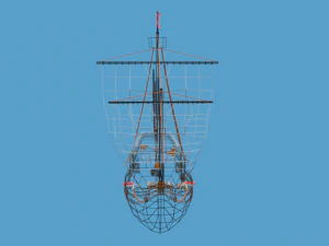 low poly cartoon pinta 1492 ship 3D Model