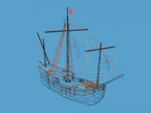 low poly cartoon pinta 1492 ship Modelo 3D