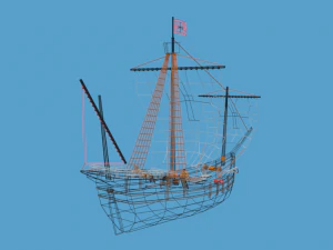 low poly cartoon pinta 1492 ship 3D Model