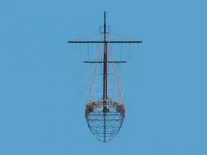 low poly cartoon pinta 1492 ship 3D Model