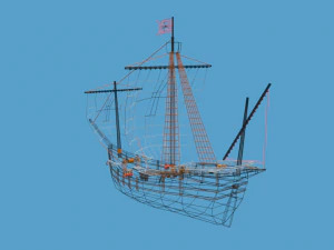 low poly cartoon pinta 1492 ship 3D Model