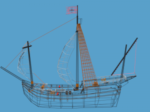 low poly cartoon pinta 1492 ship Modelo 3D