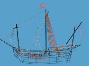 low poly cartoon pinta 1492 ship 3D Model
