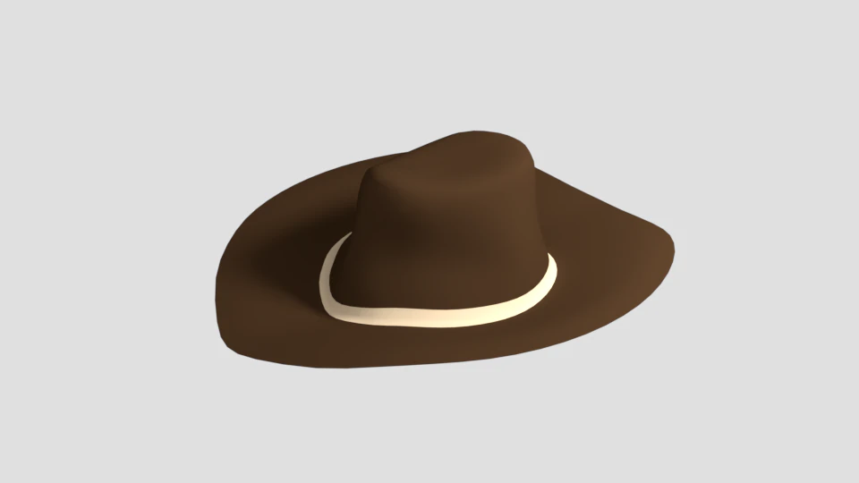 low poly cartoon cowboy hat 3D Model .c4d .max .obj .3ds .fbx .stl .blend 