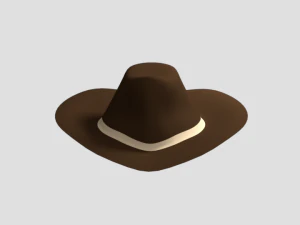 low poly cartoon cowboy hat 3D Model