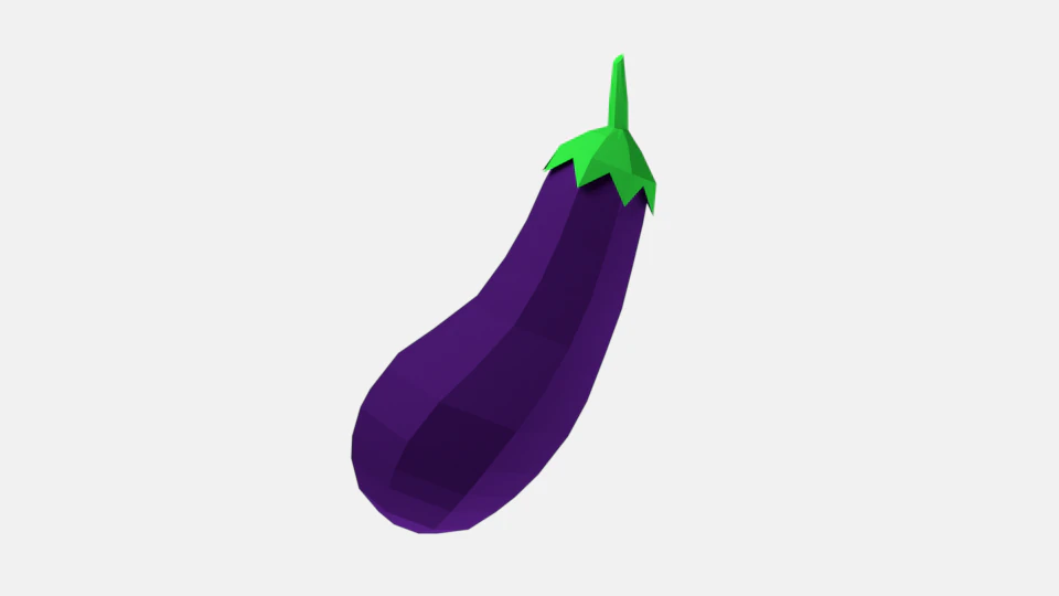 low poly cartoon eggplant 3D Model .c4d .max .obj .3ds .fbx .stl .blend 