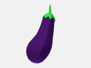 low poly cartoon eggplant 3D Model