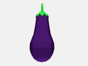 low poly cartoon eggplant 3D Model