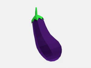 low poly cartoon eggplant 3D Model