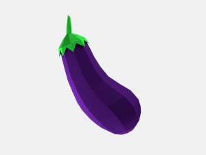 low poly cartoon eggplant 3D Model