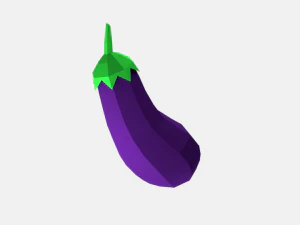 low poly cartoon eggplant 3D Model