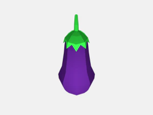 low poly cartoon eggplant 3D Model