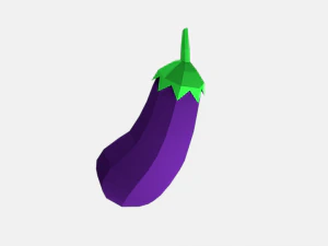 low poly cartoon eggplant 3D Model