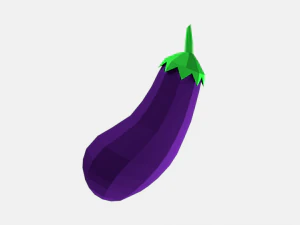 low poly cartoon eggplant 3D Model