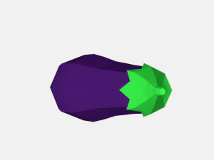 low poly cartoon eggplant 3D Model